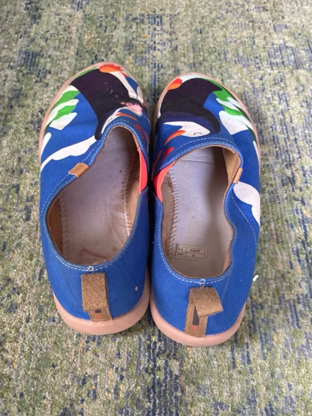 Kids Slip-On Shoes with Penguin Print - Blue